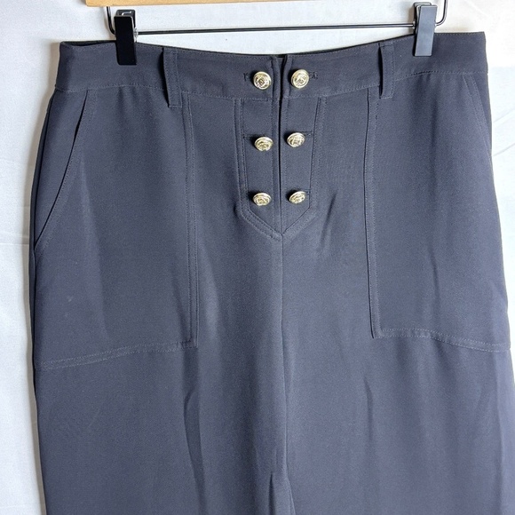KARL LAGERFELD PARIS Women Wide Leg Ankle Pants Sz 10 Button Front Party Office - Picture 6 of 14